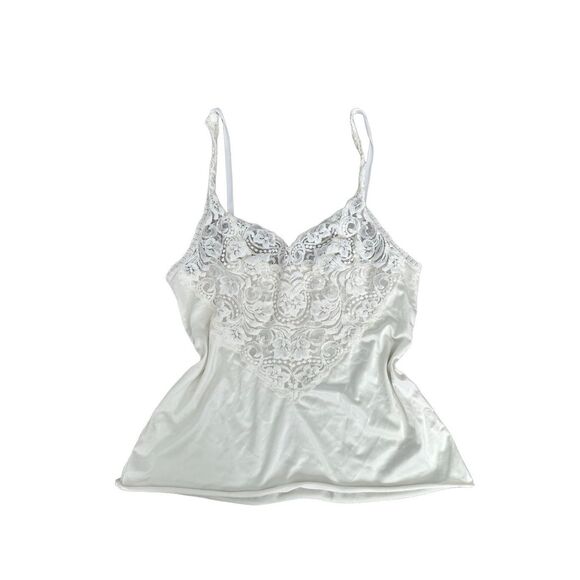 Vintage Vanity Fair White Nylon Spandex Half Slip Tank Top Size S Lace Intimates - Picture 1 of 5